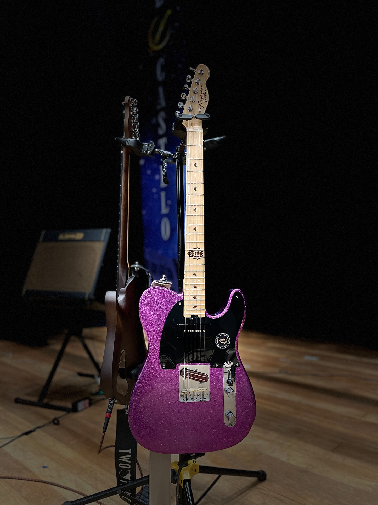 Guitarra Tele Purple Sparkle P90/Katana - Pinheiro Guitars - Semi Nova Revisada