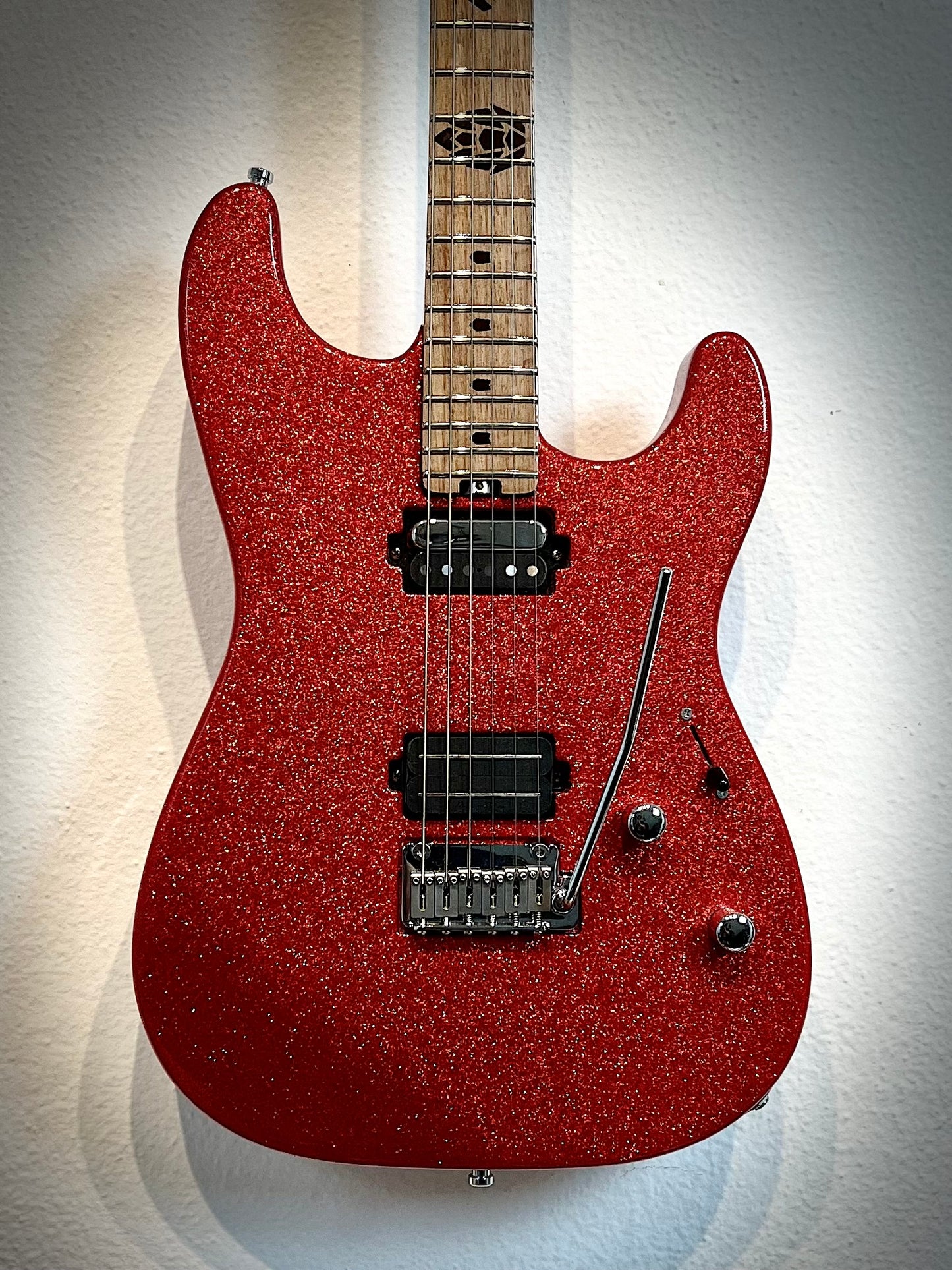 Guitarra Super Strato Glam Red Sparkle HH Split Custom - Pinheiro Guitars