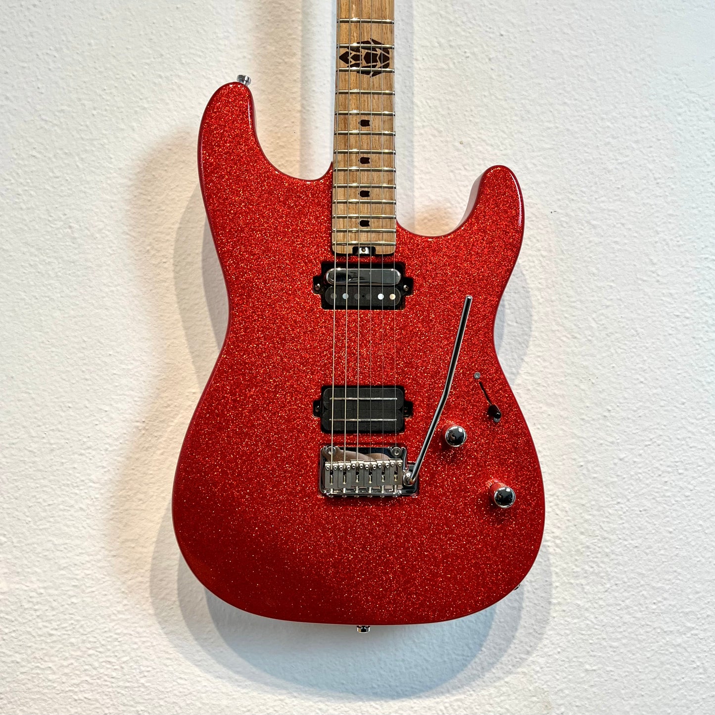 Guitarra Super Strato Glam Red Sparkle HH Split Custom - Pinheiro Guitars