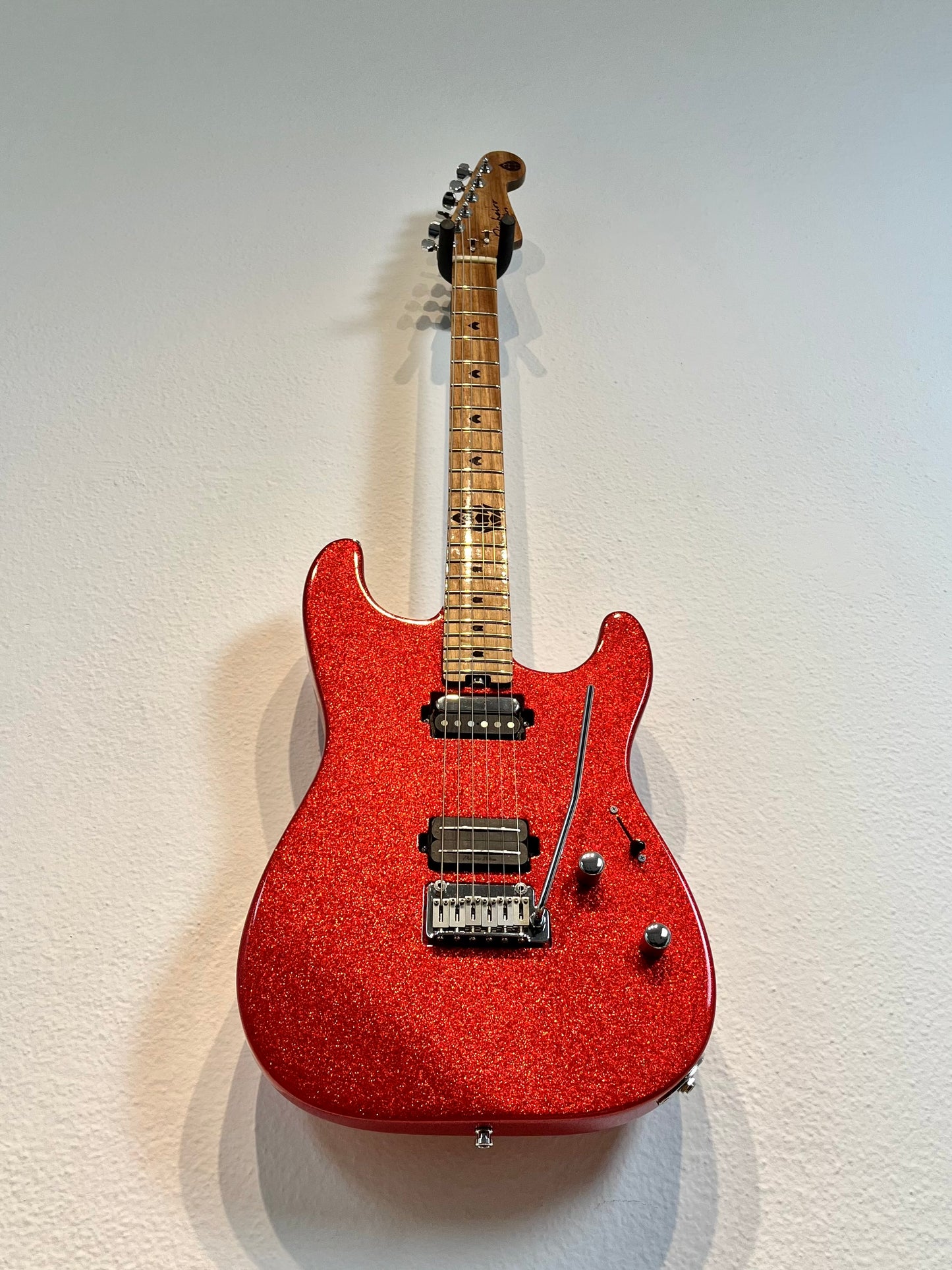 Guitarra Super Strato Glam Red Sparkle HH Split Custom - Pinheiro Guitars
