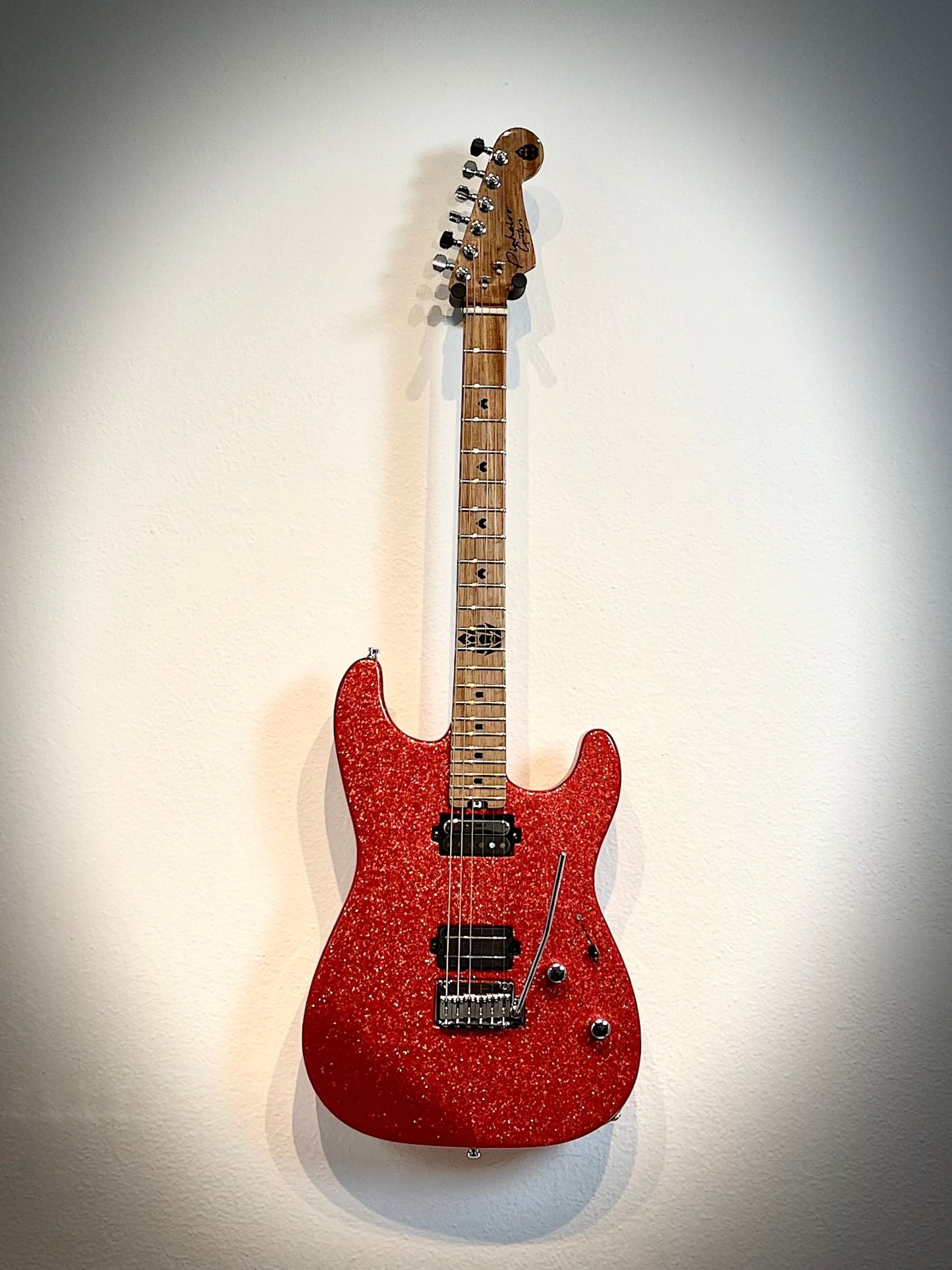 Guitarra Super Strato Glam Red Sparkle HH Split Custom - Pinheiro Guitars