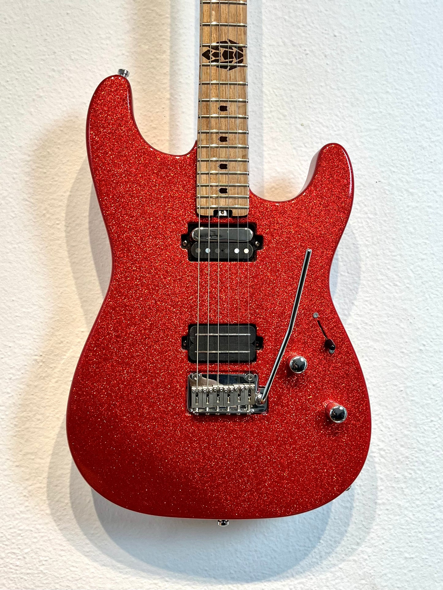 Guitarra Super Strato Glam Red Sparkle HH Split Custom - Pinheiro Guitars