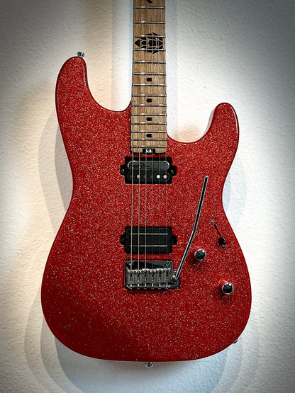 Guitarra Super Strato Glam Red Sparkle HH Split Custom - Pinheiro Guitars