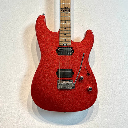Guitarra Super Strato Glam Red Sparkle HH Split Custom - Pinheiro Guitars