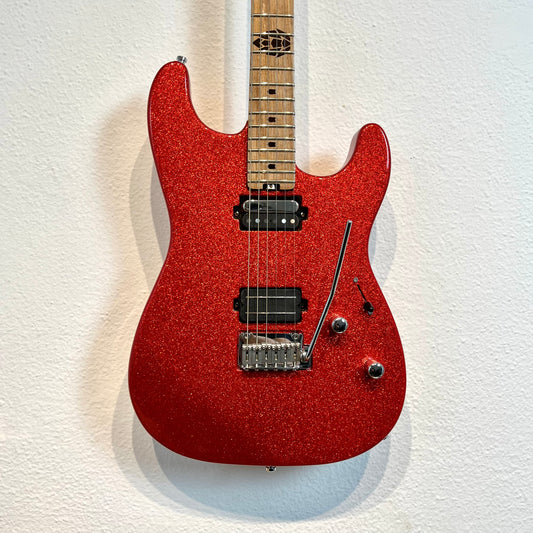 Guitarra Super Strato Glam Red Sparkle HH Split Custom - Pinheiro Guitars