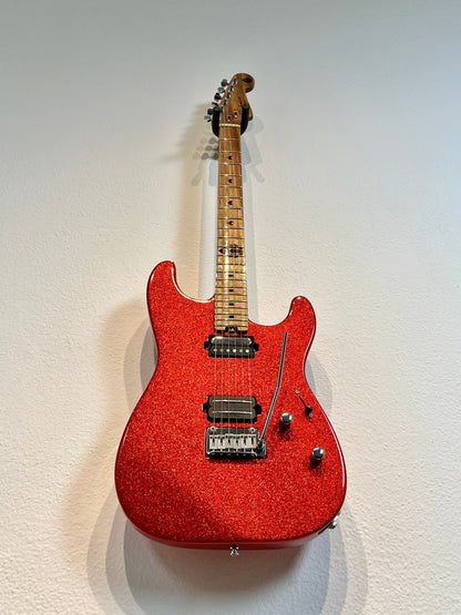 Guitarra Super Strato Glam Red Sparkle HH Split Custom - Pinheiro Guitars