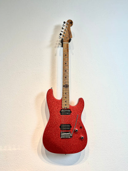 Guitarra Super Strato Glam Red Sparkle HH Split Custom - Pinheiro Guitars