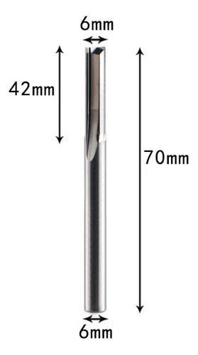 Fresa Reta Paralela 6 X 42 X 70 Mm Topo Router Cnc Madeira