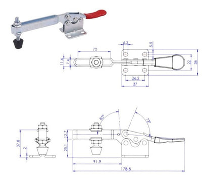 Grampo Aperto Rápido Horizontal Gh201bl 90kgf Fixação Cnc