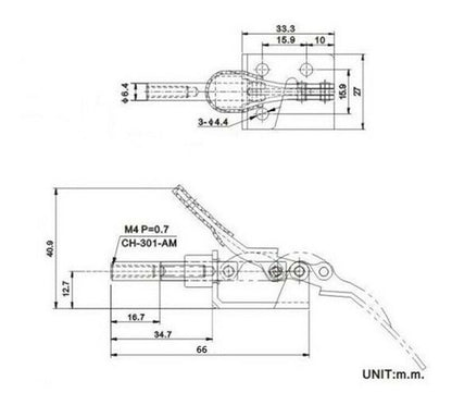 Grampo De Aperto Rápido Vertical Gh-301a 45kgf Tipo Torpedo