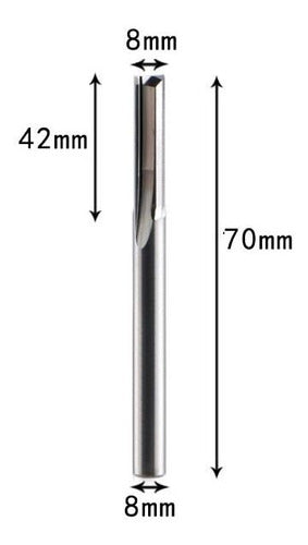 Fresa Corte Reto Mdf Pead Xps Cnc - 8mm / 42 / 70 Qualidade