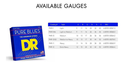 Jogo de Cordas para Guitarra DR Pure Blues Vintage Nickel 09-46